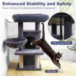 Dark Gray 33.5" Multi-Level Cat Tree with 2-Tier Condo, Sisal Scratching Posts & Anti-Toppling Device for Cats - Image 10