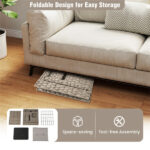 2-Tier Wicker Cat Condo with Litter Mat - Hidden Litter Box Enclosure, Detachable Washable Cushion, Gray Rattan - Image 5