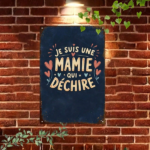 CIFbuy Vintage French Je Suis Une Super Grand-Mère Metal Sign, Retro Heart Pattern Tin Plaque, 2D Flat Decorative Wall Art For Grandma TikTok, TikTok, dma Self-pickup Logiopics - Image 3