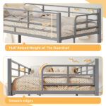 Grey Twin Bunk Bed Square Tube High Guardrail Side Ladder Opening Iron Bed - Image 6