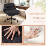 Criss Cross Chair with Flip-Up Arms, Faux Leather Cross Legged Office Chair with Adjustable Height & Rocking Function -Gray - Image 6