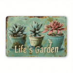 CIFbuy Vintage Life Garden Metal Tin Sign 12x8 Inch Rustic Succulent Wall Art, Teal Pink Accents Waterproof Rustproof Home Decor Plaque TikTok, TikTok, aque Self-pickup Logiopics - Image 6
