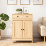 Natural wood color, particleboard with melamine veneer, 60*30*80cm, double doors, single drawer, bathroom vanity - Image 13