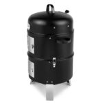 Vertical Steel Charcoal Smoker, Heavy Duty Double Layer Round BBQ Grill for Outdoor Cooking, Black - Image 3