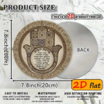 CIFbuy Hamsa Hand Aluminum Outdoor Plaque 7.87x7.87 Inch, Round Wall Decor With Geometric Patterns & Text, Exotic Religious Sign TikTok, TikTok, Self-pickup Logiopics - Image 3