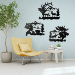 CIFbuy 3-Piece Minimalist Animal Metal Wall Art Set Black Gold Pet Theme Home Decor(TikTok, temu pick-up service) - Image 2