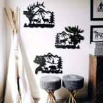 CIFbuy 3-Piece Minimalist Animal Metal Wall Art Set Black Gold Pet Theme Home Decor(TikTok, temu pick-up service) - Image 3
