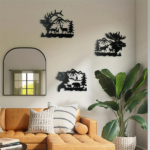 CIFbuy 3-Piece Minimalist Animal Metal Wall Art Set Black Gold Pet Theme Home Decor(TikTok, temu pick-up service) - Image 6