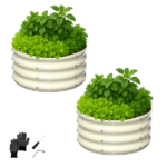 2 Pcs 2×2×1ft Raised Garden Bed, Round Galvanized Outdoor Planter Box, Metal Garden Bed for Planting Vegetables Fruits Flowers, White - Image 5