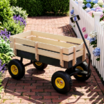 Heavy Duty Steel Wooden Side Support Cargo Wagon with 10" All-Terrain Air Tires, Up to 220lb Load Capacity, for Towing Kids Toys, Gardening Supplies, Black - Image 8