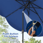 10 Ft Solar Powered Patio Umbrella with 24 LED Lights, Beige Outdoor Market Umbrella - Image 10