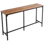 Bar Table, 1PCS 63″ Kitchen Bar Table, Tall Dining Table with Smooth Rounded Edge, Rectangular High Top Table for Balcony or Living Room, Light Brown and Black, Extended Horizontal Layout (Shipment from Walmart)