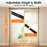 Drill-Free L-Shaped Room Divider Curtain Rod, Adjustable 28"-142"W x 4-10 ft H Heavy-Duty Partition Rod- Black - Image 7