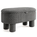 Gray 42 Inch Corduroy Storage Bench, Plush Foam Cushion & Hidden Compartment, 400LBS Seat Weight Capacity - Image 4