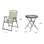 3-Piece Outdoor Bistro Set, Tan - Image 2