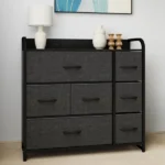 7-Drawer Black-Gray Fabric Dresser withe Steel Frame for , Living Room and Study Room (Shipment from Walmart)