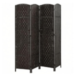 4 Panel Room Divider 70.9 Inch Tall Privacy Screen Portable Weave Partition Wall for Bedroom Coffee Space Separation - Image 2