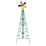 6.2ft Green 5-Blade Iron Windmill with Tripod Stand