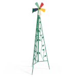 6.2ft Green 5-Blade Iron Windmill with Tripod Stand - Image 3