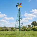 6.2ft Green 5-Blade Iron Windmill with Tripod Stand - Image 8