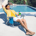 Same Code 56766889 63*65*82cm Short Oxford Cloth Silver White Aluminum Tube Bearing 100kg Beach Chair Blue - Image 12