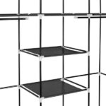 69" Portable Clothes Closet Non-Woven Fabric Wardrobe Double Rod Storage Organizer Black - Image 2