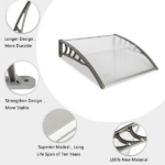 Same Code 43523055 HT-100 x 96cm Household Application Door & Window Rain Cover Eaves Gray Holder - Image 16
