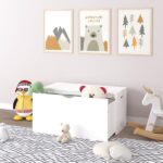 Kids Toy Storage Organizer with Rolling Drawer – Modern Wooden Toy Chest with Wheels, Large Pull-Out Bin for Nursery, Bedroom or Playroom - Image 5
