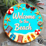 CIFbuy Welcome To The Beach Metal Sign 8x8 Inch Vintage Seaside Vacation Decor, Coastal Summer Wall Art Plaque, Round Home Decoration TikTok, TikTok, Self-pickup Logiopics - Image 5