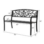 50" Iron Outdoor Courtyard Decoration Park Leisure Bench - Image 5