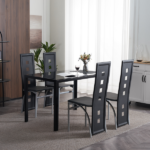 4pcs Elegant Assembled Stripping Texture High Backrest Dining Chairs Black Replace encoding 13028198-18410366 - Image 53