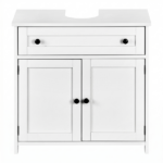 1-Drawer 2-Door Bathroom Vanity Bathroom Cabinet Washbasin Not Included 23.62*11.81*23.62in White - Image 2