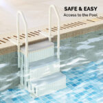 3-Step Pool Ladder, Heavy-Duty Safety Step Pool Stairs with Handrails for Above Ground Pools, White & Gray - Image 4