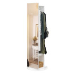 Jewelry Armoire with Full Length Mirror 360° and Large Capacity Jewelry Organizer Armoire, Mirror with Jewelry Storage, Coat Rack Multi Storage Shelves - Image 8