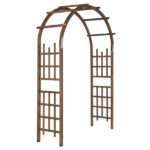 7FT Wooden Garden Arbor, Wedding Arch Backdrop Stand for Ceremony Party, Garden Pergola with Trellis for Climbing Plants, Dark Brown - Image 2