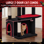 Gothic 5-Level Cat Tree 63" Tall with Sisal Scratching Posts Black Red Cat Tower - Image 10