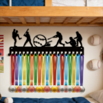 CIFbuy Baseball Medal Hanger Display Rack 20 Hook Metal Wall Mount Award Holder Black Holiday Gift Organizer(TikTok, temu pick-up service)