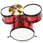 14"x10" 3-Pieces Junior Kids Drum Set Kit Pedal Drum Stick Wrench Drum Stool Red - Image 2