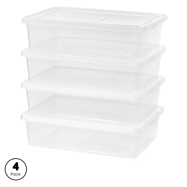 28 Qt Plastic Underbed Storage Bins, Clear, 4 Count Pack (Shipment from Walmart)