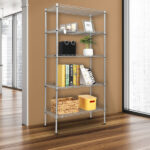 XM-304B Rectangle Carbon Steel Metal Assembly 5-Shelf Storage Rack Silver Gray - Image 34