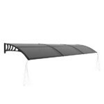 Awning for Door Entrance with Drainage Sink, 40x120 Inch Window Canopy Exterior, UV Rain Snow Protection for House Porch Patio Deck, Black Bracket & Brown Board