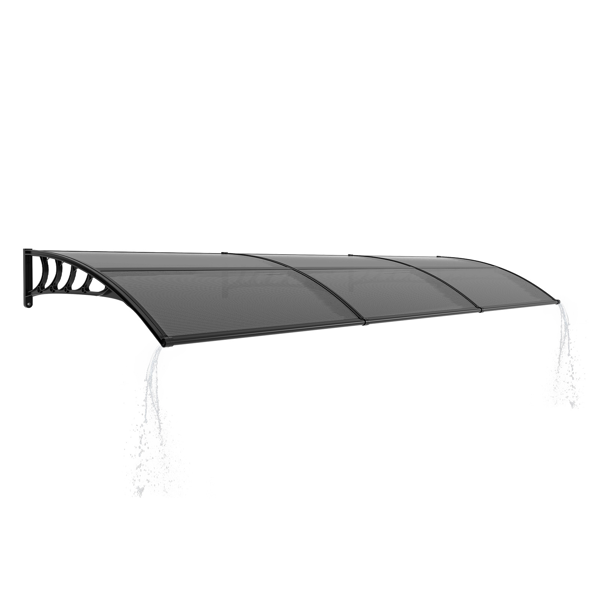 Awning for Door Entrance with Drainage Sink, 40x120 Inch Window Canopy Exterior, UV Rain Snow Protection for House Porch Patio Deck, Black Bracket & Brown Board