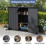 23.5 Cu.ft Outdoor Storage Shed with Lockable Door, PP HDPE Horizontal Garden Tool Cabinet - Black - Image 13