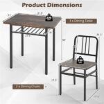 3-Piece Dining Table Set (Rustic Brown + Black), Space-Saving Tuck-under Chair Design - Image 4