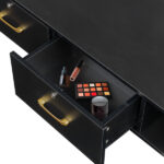 15cm E0 particleboard with hemp surface, two draws and three holes with lock, salon cabinet, black - Image 11