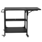 Outdoor Grill Table for Big Green Egg Style BBQ, Heavy Duty Metal Cart Prep Table with Wheels, Storage Shelf, Hooks and Removable Central Cover, Compatible with Large Big Green Egg Grill - Image 5