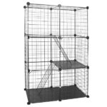 Cat Cage DIY Indoor Pet Home Small Animal House Detachable Playpen with 3 Doors 3 Tiers for Kitten Puppy Bunny Exercise. (Black 28.15x13.97x42.12in) - Image 7