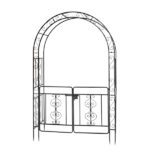 134.5*58.5*213cm Arc Roof Double Layer With Door Wrought Iron Iron Arch Courtyard Black - Image 11