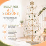 6ft Gold Iron Christmas Tree with Snowflake Top, PVC Everyday Decor Tree (No Accessories Included) - Image 5