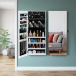 The Whole Surface PVC Film Wall Hanging Door With Lock Jewelry Cabinet Fitting Mirror Cabinet - Image 2